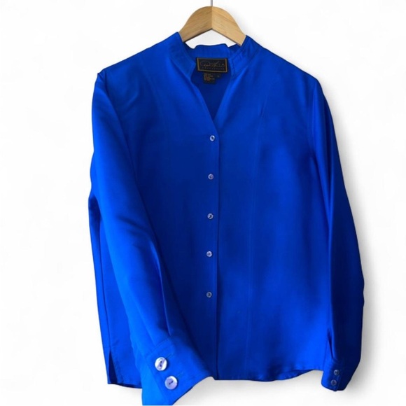 BOLD COBALT BLUE VINTAGE 90s SILK 3-PIECE SET - Picture 1 of 13